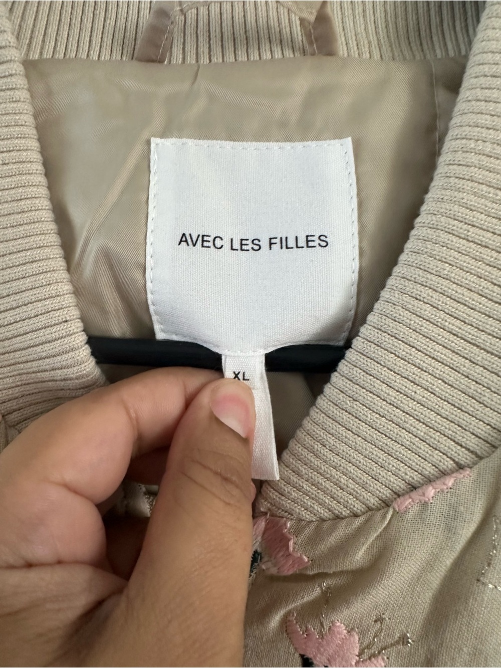 Anthropologie Avec Les Filles Cream Pink Floral Bomber Jacket Size XL - Picture 6 of 8